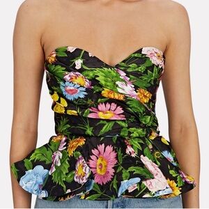 Ronny Kobo floral strapless top peplum